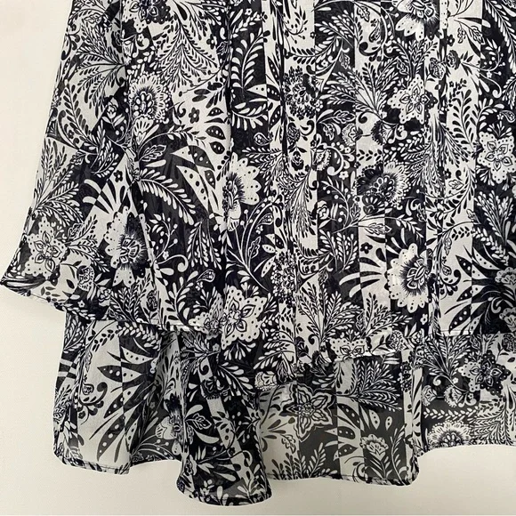 Lane Bryant -Floral Pattern V-Neck Chiffon Tank Top Swing Double-Layer - Size 12 - Picture 5 of 11